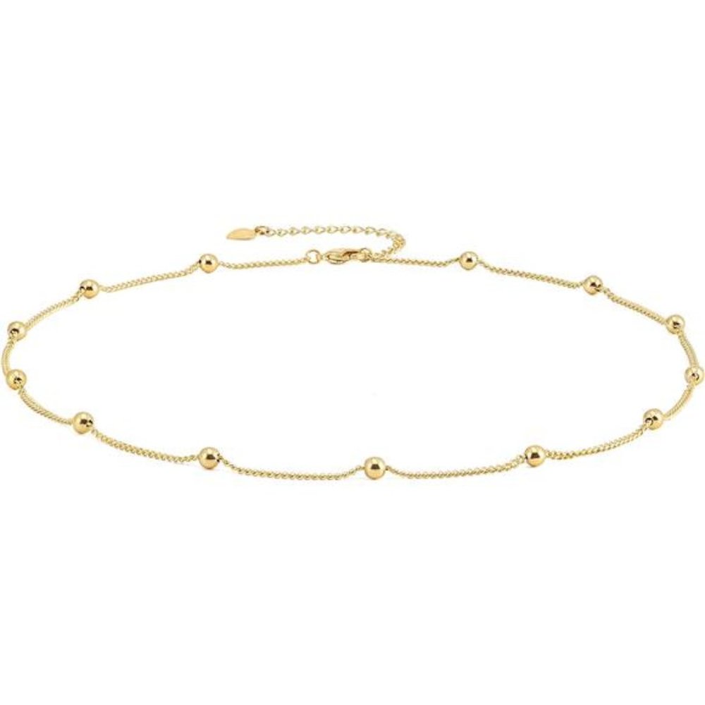18k Gold Plated Chain Choker Lava Bead Pendant Necklace